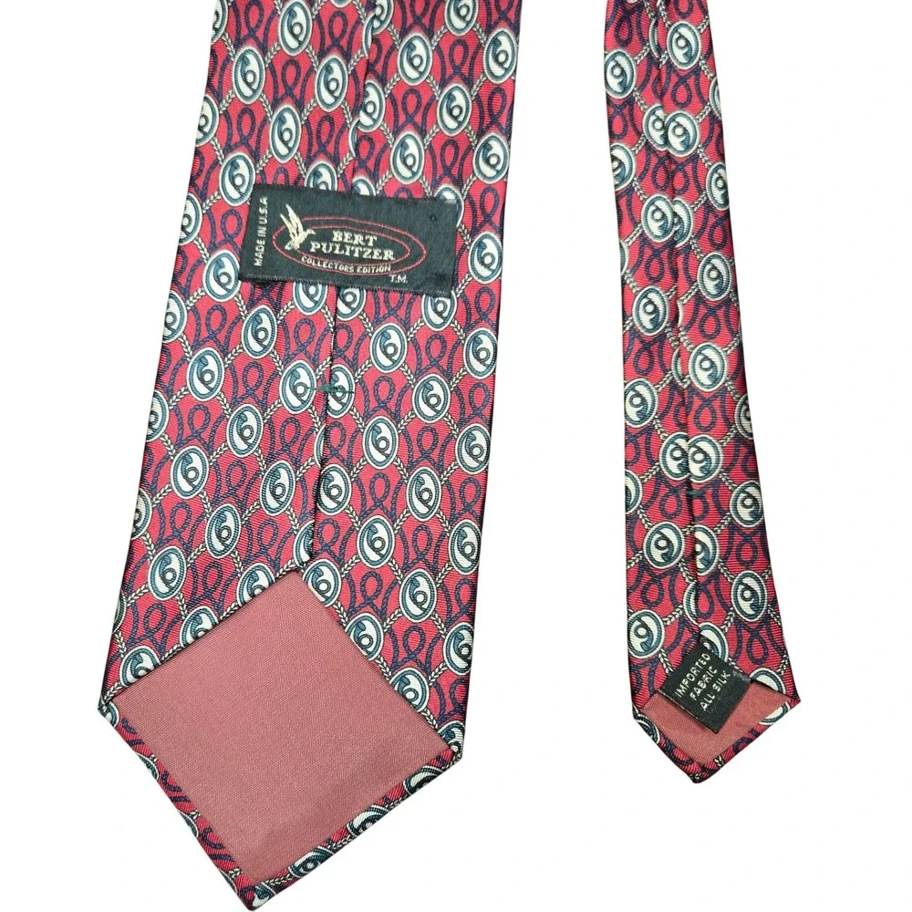 Bert Pulitzer Collectors‎ Edition Red Nautical Rope Silk Tie Made in USA